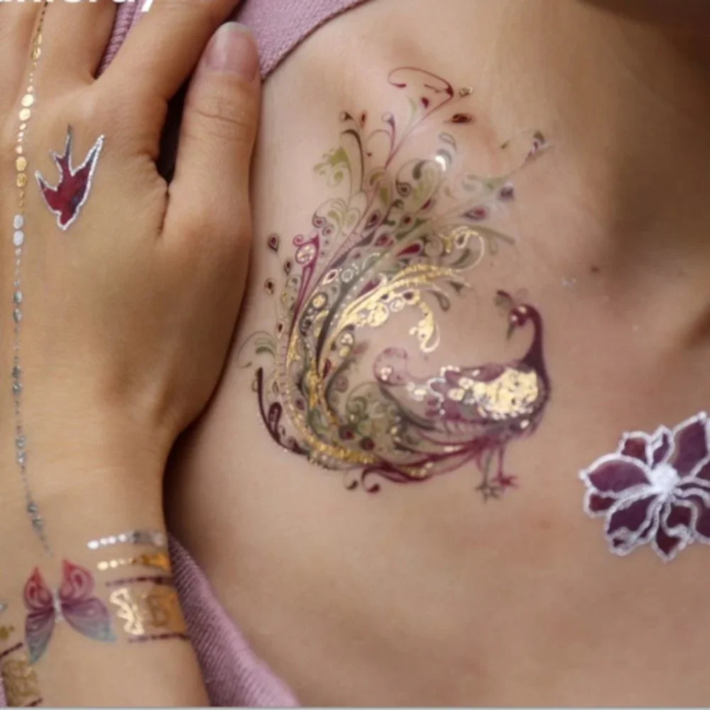 3 sheets Golden Silver Temporary Tattoo